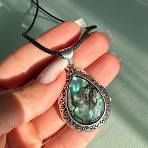Authentic labradorite Necklace with vintage silver frame